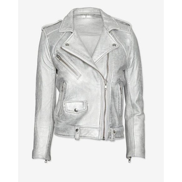 silver leather motorcycle jacket
